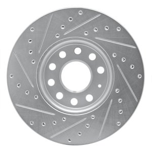 Audi A3 Brake Rotor (1) - Front Right - R1 Concepts - Drilled & Slotted - Silver - `05-`25
